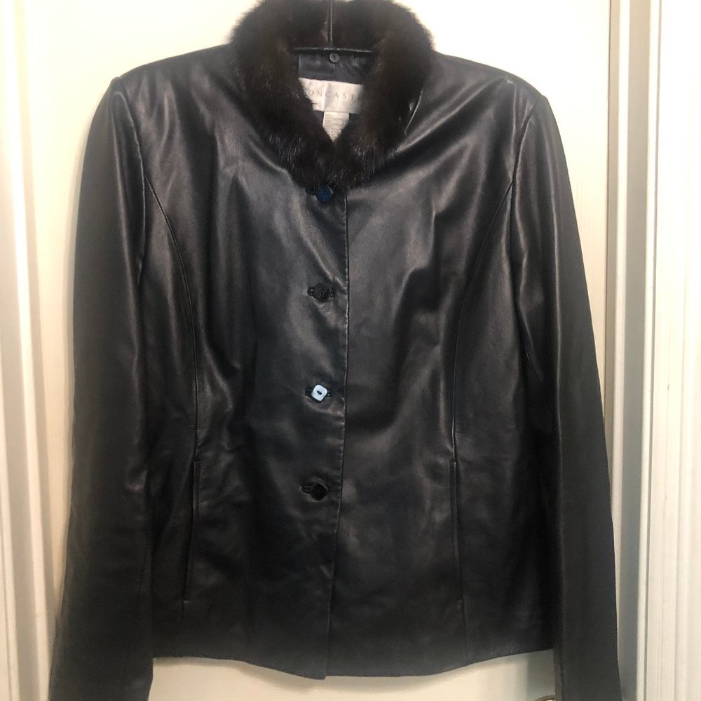 Doncaster 100% Leather Jacket with Mink Trim
